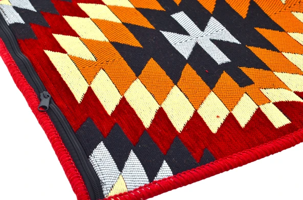 Dekoratif Otantik Çift Taraflı Fermuarlı Kilim Şark Köşesi Minder Kılıfı (40cmx41cm) Mod13 - 2