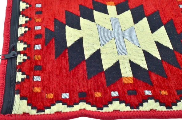 Dekoratif Otantik Çift Taraflı Fermuarlı Kilim Şark Köşesi Minder Kılıfı (40cmx41cm) Mod12 - 3