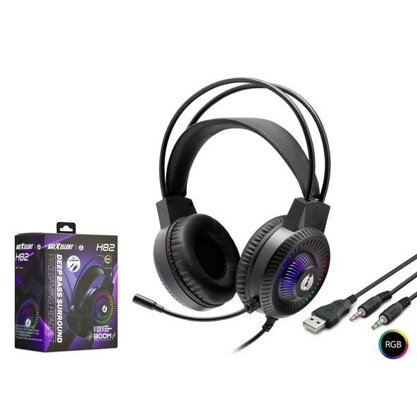 Hadron H82 Oyuncu Kulaklığı 2 3.5Mm + Usb Rgb Siyah