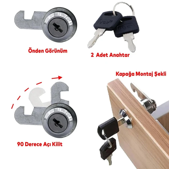 CANEX MANDALLI ÇEKMECE KİLİDİ NİKEL 20 MM ürün görseli