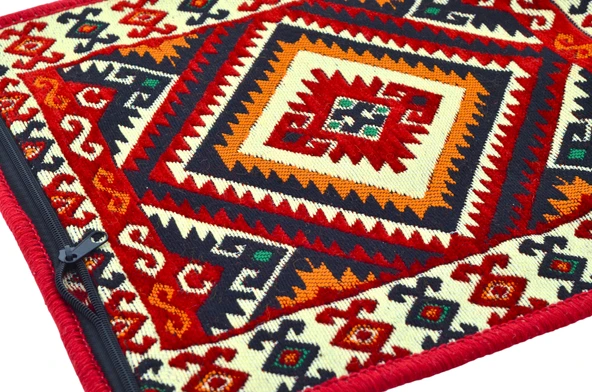 Dekoratif Otantik Çift Taraflı Fermuarlı Kilim Şark Köşesi Minder Kılıfı (40cmx41cm) Mod14 - 2