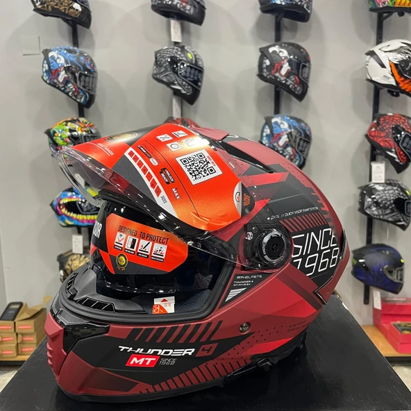 MT Helmets Thunder 4 SV Luminence D5 Mat Kırmızı - Resim 2