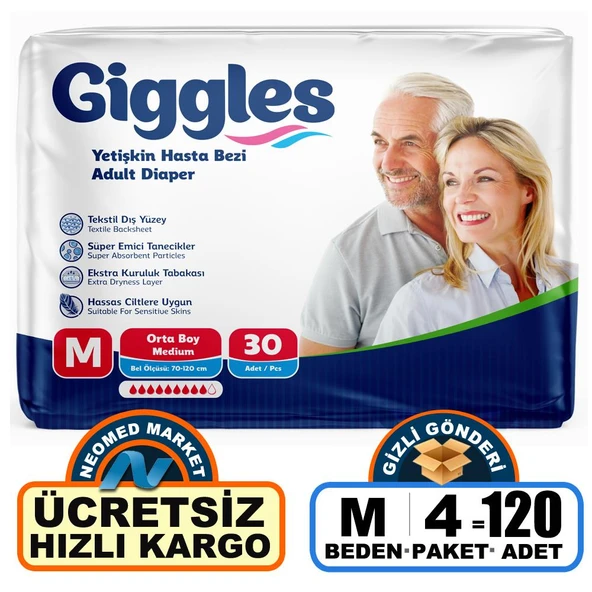 Giggles Belbantlı Orta Boy M 30'lu 4 Adet Hasta Bezi