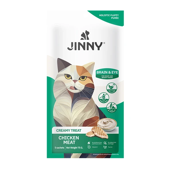 Jinny Tavuklu Beyin ve Göz Destekli Creamy Kedi Ödülü 5x15 Gr ürün görseli 1