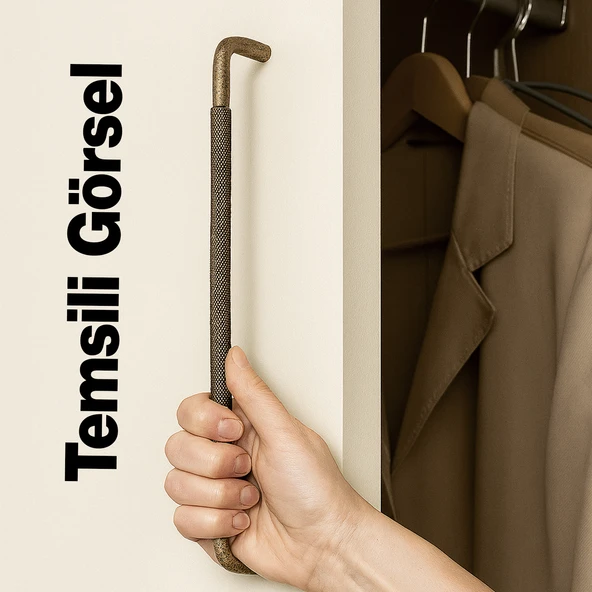 Uber Tırtıklı Antik Sarı Metal Kulp 320 mm 32 cm Mobilya Çekmece Mutfak Dolabı Dolap Modern Kapak - Resim 3