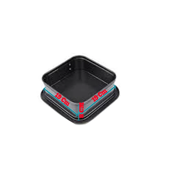 Kelepçeli Pasta Ve Kek Kalıbı Altı Çıkabilen  Kare 19x19x8 CM - Resim 2