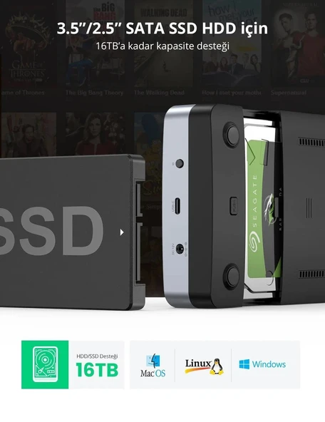UGREEN 70502 CM301 USB-C 3.1 Gen2 to SATA 3.5"-2.5" SSD/HDD Hard Disk Kutusu - 3