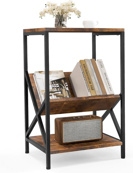 3 Katlı Sehpa, 2 Saklama Rafı ve V Şeklinde Dergilikli Kanepe Sehpası, Küçük Komodin, Yatak Odası ve Oturma Odası için Komodin