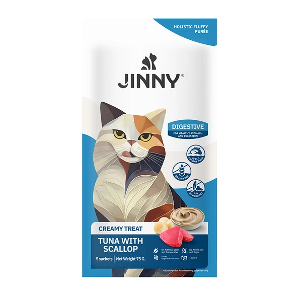 Jinny Ton Balıklı Deniz Taraklı Sindirim Destekleyici Creamy Kedi Ödülü 5x15 Gr ürün görseli 1