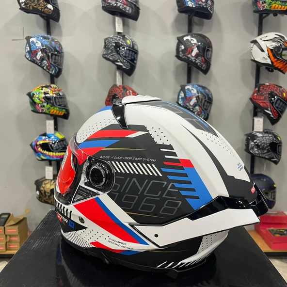 MT Helmets -Thunder 4 SV Luminence A7 Mat Beyaz/Kırmızı/Mavi Kapalı Kask - 4