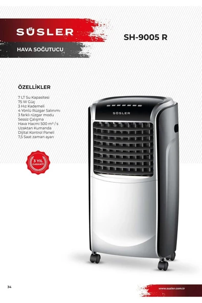 SH-9005R Uzaktan Kumandalı Sulu Hava Soğutucu - Resim 2