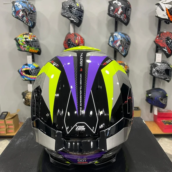 MT Helmets Kask Mt Thunder 4 Sv Valıant B2 Parlak Gri Mor Sarı - Resim 6