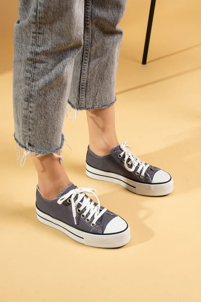 Pembe Potin Rahat Kalın Taban Keten Kadın Sneaker 10-9999-22 - 7
