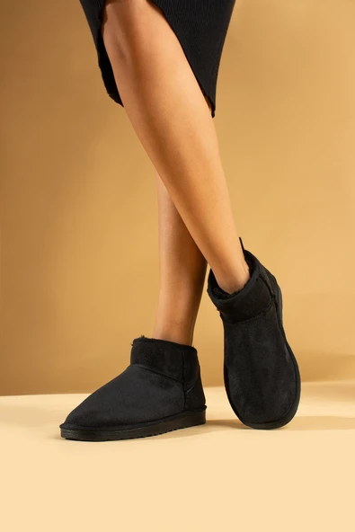 Pembe Potin İçi Yünlü Bilekte Mini Kadın Bot 007-1998-23Nubuk - Resim 9