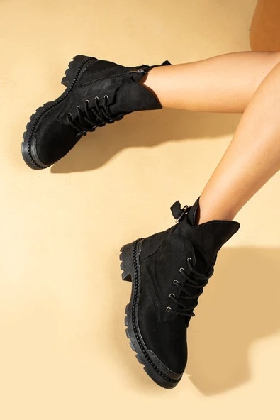 Pembe Potin Fermuarlı Rahat Taban Kadın Postal Bot 001-8671-22Süet - Resim 7