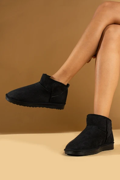 Pembe Potin İçi Yünlü Bilekte Mini Kadın Bot 007-1998-23Nubuk - Resim 5