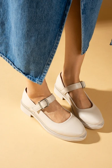 Pembe Potin Toka Detaylı Rahat Taban Kadın Laofer Ayakkabı 59-4949-24Cilt - Resim 3