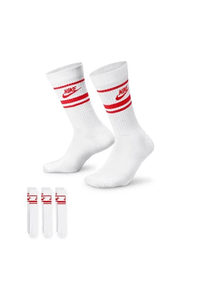 Nıke Unisex DX5089-102 Beyaz 3'lü Çorap - 1
