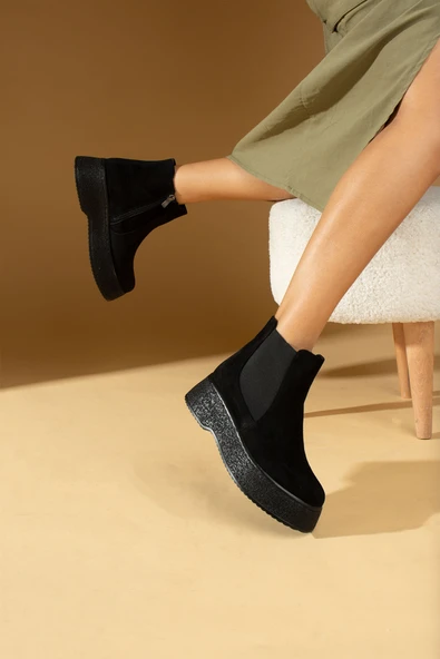 Pembe Potin Termo Kalın Taban Lastikli & Fermuarlı Kadın Bot 59-900-23Süet ürün görseli