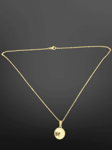 Gold Renk Modern Minimalist Kelebek Detaylı  316L Çelik Kolye | Özel Günler İçin Şık Tasarım ürün görseli 1