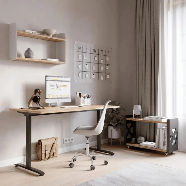 Tekerlekli Raf Ünitesi 2 Katlı Banyo Rafı Mutfak Rafı Ofis Rafı Servis Sehpası Organizer (kahve) - 2