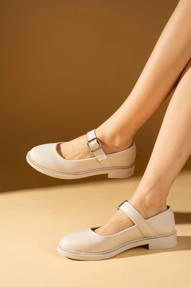 Pembe Potin Toka Detaylı Rahat Taban Kadın Laofer Ayakkabı 59-4949-24Cilt - Resim 5