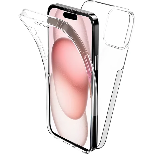 Apple iPhone 16 6.1'' Çift Taraflı Silikon Kılıf Şeffaf - 1
