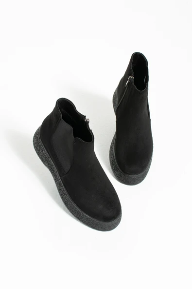 Pembe Potin Termo Kalın Taban Lastikli & Fermuarlı Kadın Bot 59-900-23Süet - Resim 10