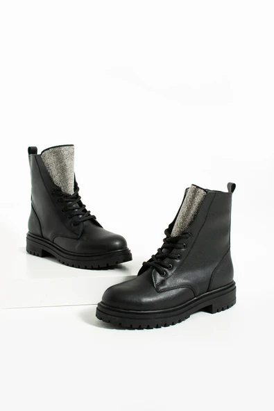 Pembe Potin Taş Detaylı Fermuarlı & Bağcıklı Kadın Postal Bot 57-472-23Cilt - Resim 7