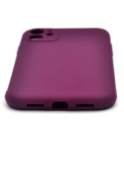 iPhone 11 Uyumlu Düz Renk Esnek Yumuşak Silikon Kılıf  Rubber Mürdüm - Resim 4