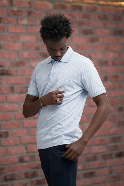 Advante Rahat Kesim Örme Dokumalı Cepli Polo Yaka T-shirt - Resim 4