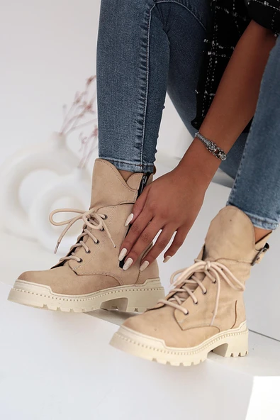 Pembe Potin Fermuarlı Rahat Taban Kadın Postal Bot 001-8671-22Süet - Resim 6