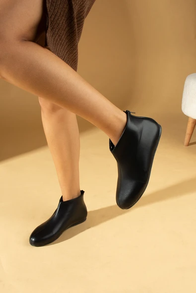 Pembe Potin İnce Taban Çarık Görünümlü Fermuarlı Kadın Bot&Bootie 53-1300-23Cilt - Resim 7