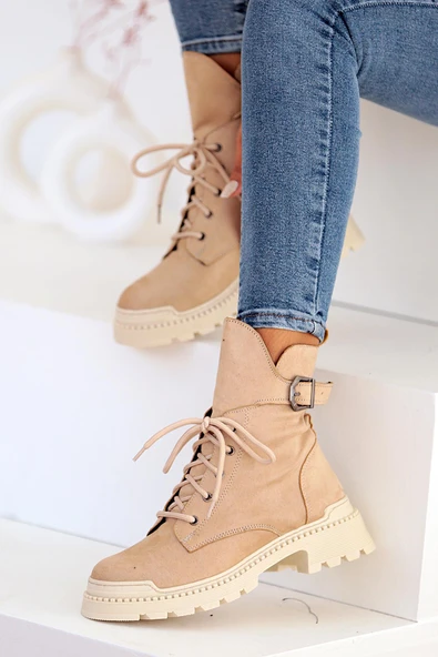 Pembe Potin Fermuarlı Rahat Taban Kadın Postal Bot 001-8671-22Süet - Resim 10