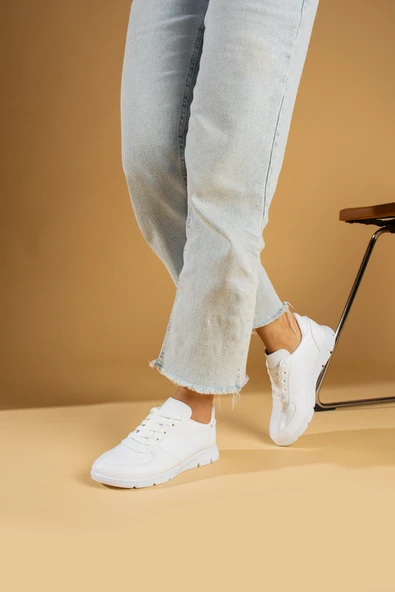Pembe Potin Bağcıklı Comfort Taban Kadın Sneaker A1971-23Cilt - 4