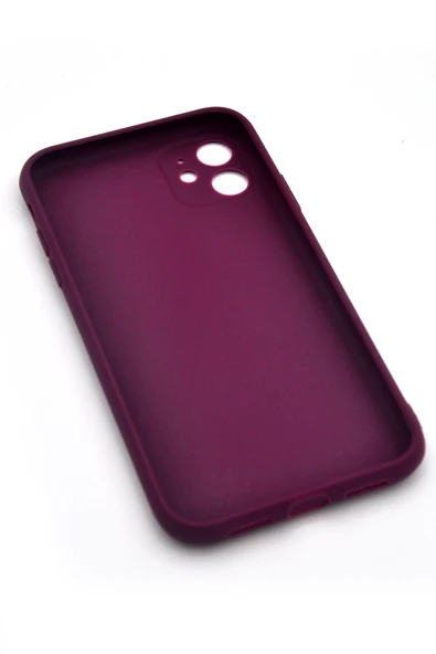iPhone 11 Uyumlu Düz Renk Esnek Yumuşak Silikon Kılıf  Rubber Mürdüm - Resim 5