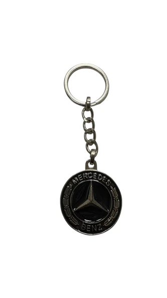 Mercedes İle Metal Anahtarlık Araba Anahtarlığı SİYAH 1. KALİTE ÇİFT TARAFLI - Resim 2