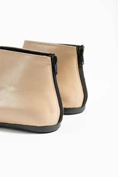 Pembe Potin İnce Taban Çarık Görünümlü Fermuarlı Kadın Bot&Bootie 53-1300-23Cilt - Resim 12