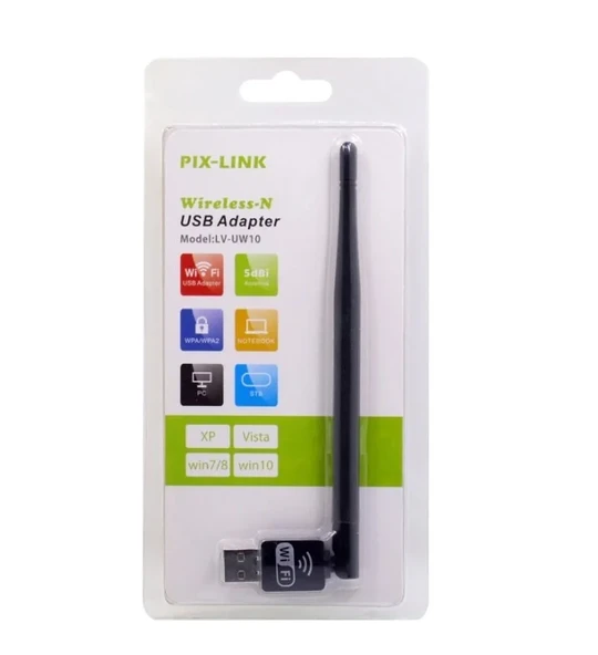 Pix-Link Lv-Uw10 Wifi Adaptör 150Mbps Uydu Cihazı Uyumlu 7601Ic Siyah - Resim 3