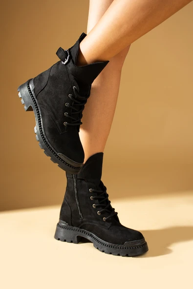 Pembe Potin Fermuarlı Rahat Taban Kadın Postal Bot 001-8671-22Süet - Resim 11