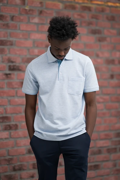 Advante Rahat Kesim Örme Dokumalı Cepli Polo Yaka T-shirt - Resim 3