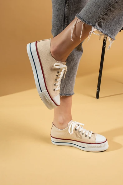 Pembe Potin Rahat Kalın Taban Keten Kadın Sneaker 10-9999-22 - 11
