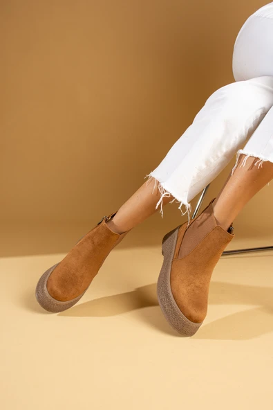 Pembe Potin Termo Kalın Taban Lastikli & Fermuarlı Kadın Bot 59-900-23Süet - Resim 5