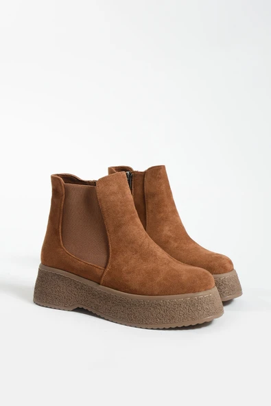 Pembe Potin Termo Kalın Taban Lastikli & Fermuarlı Kadın Bot 59-900-23Süet - Resim 11