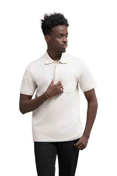 Advante Rahat Kesim Örme Dokumalı Cepli Polo Yaka T-shirt - Resim 7