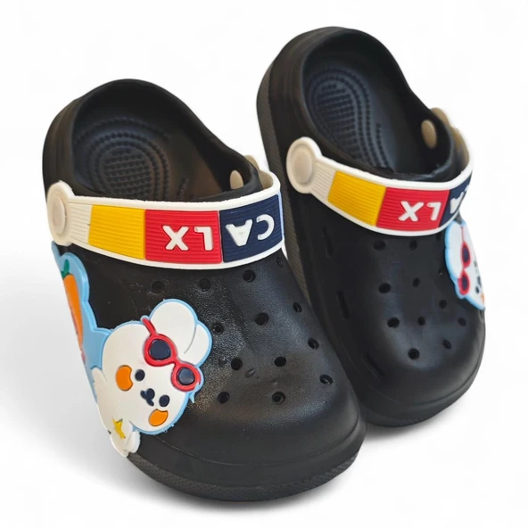 Calx 9041 Siyah Crks Tavşan Figürlü Erkek Çocuk Havuz Plaj Terlik - Resim 3
