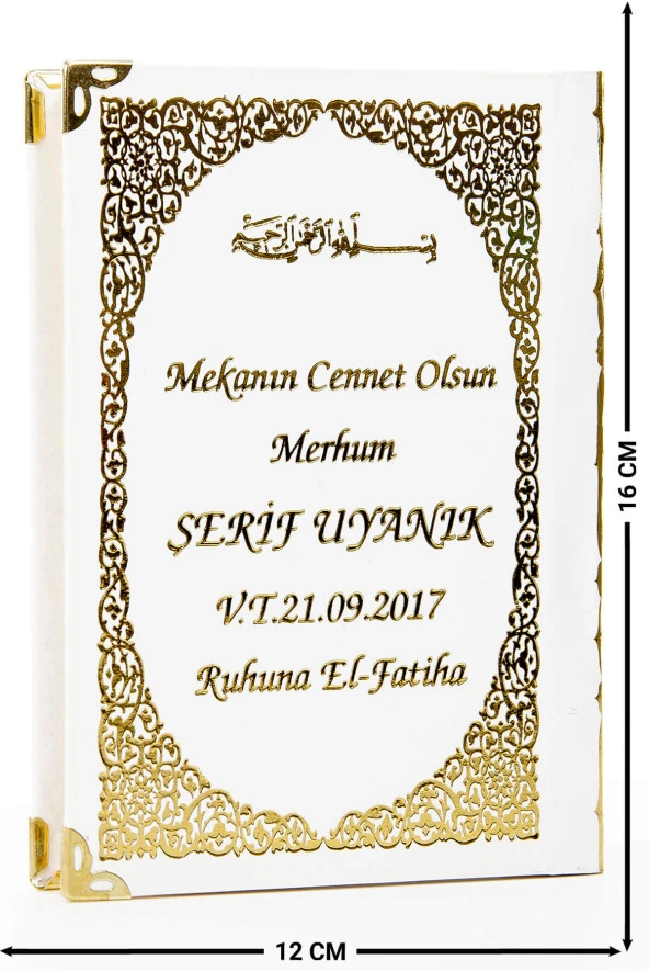 50 ADET - İsim Baskılı Ciltli Yasin Kitabı - Çanta Boy - Beyaz - 128 Sayfa - Mevlit Hediyeliği