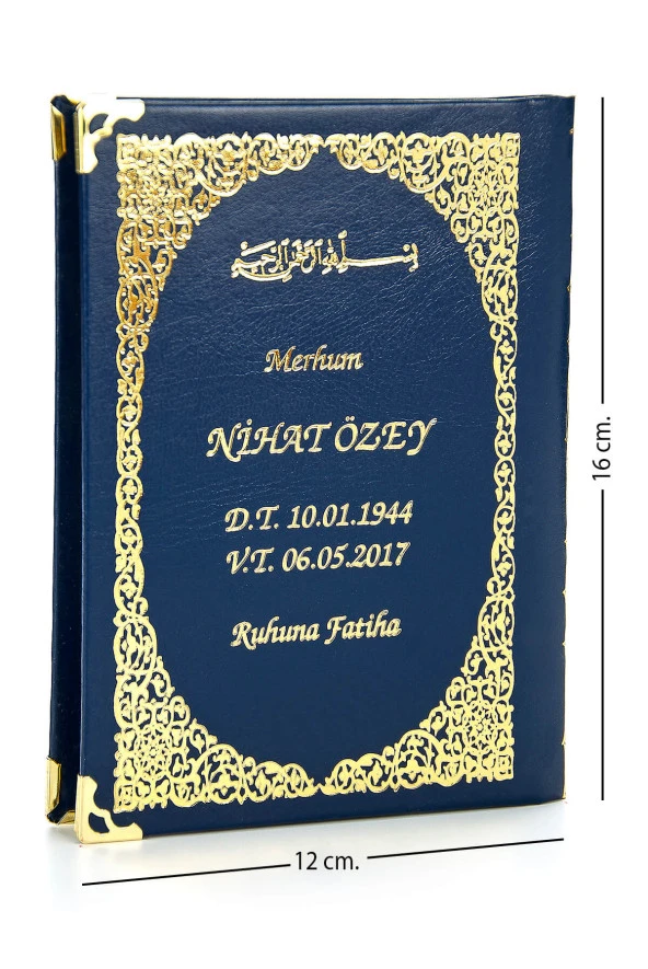 50 ADET - İsim Baskılı Ciltli Yasin Kitabı - Çanta Boy - Lacivert - 128 Sayfa - Mevlit Hediyeliği