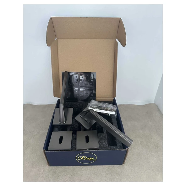 Rivax Anka Mat Antrasit Zamak Kare Rozetli Oda Kapı Kolu 1 Takım - Resim 4