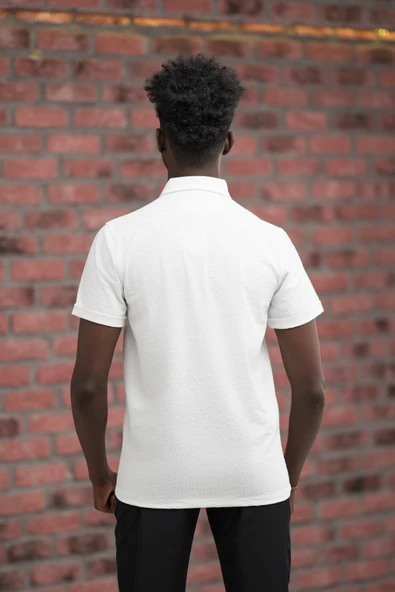 Advante Regular Fit Likralı Kendinden Desenli Polo Yaka T-shirt - Resim 3